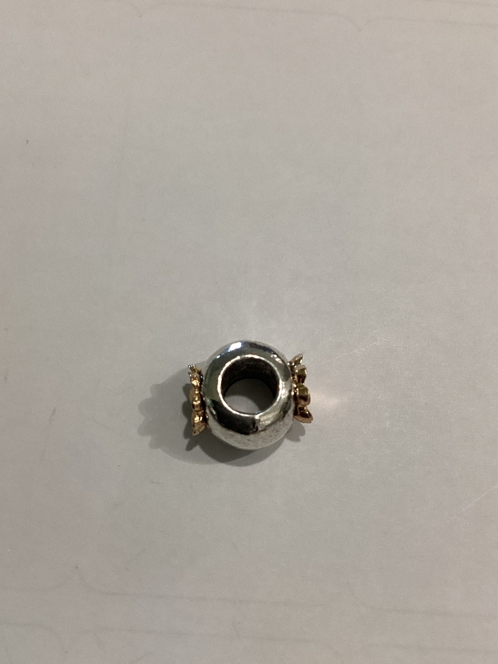 Sterling Silver Bead Charm with Gold Accentโ
